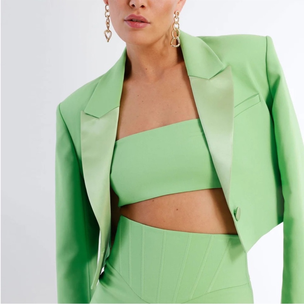 Maeve Reilly x BCBGMAXAZRIA‎ Ashland Cropped Jacket in Grass Green Blazer